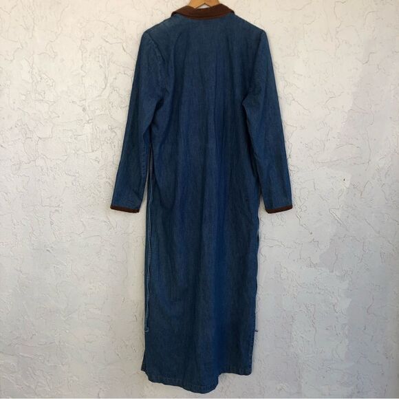 Vintage Western Blue Maxi Dress with Brown Accents - Picture 10 of 11